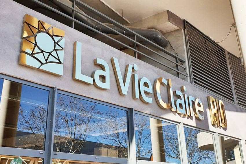 enseigne commerciale sans éclairage titanium gold miroir