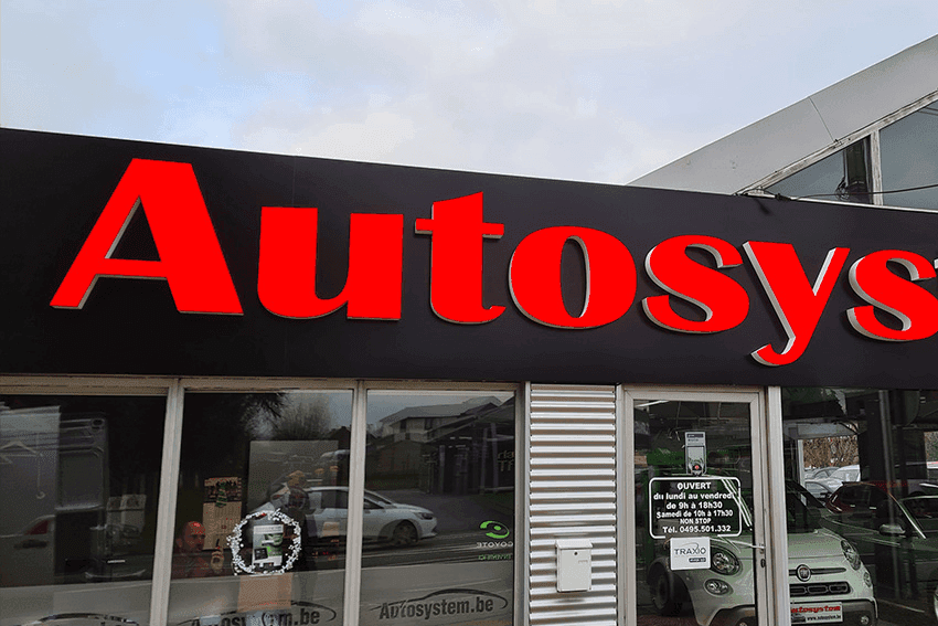 enseigne lumineuse éclairage direct aluminium laqué - garage automobile