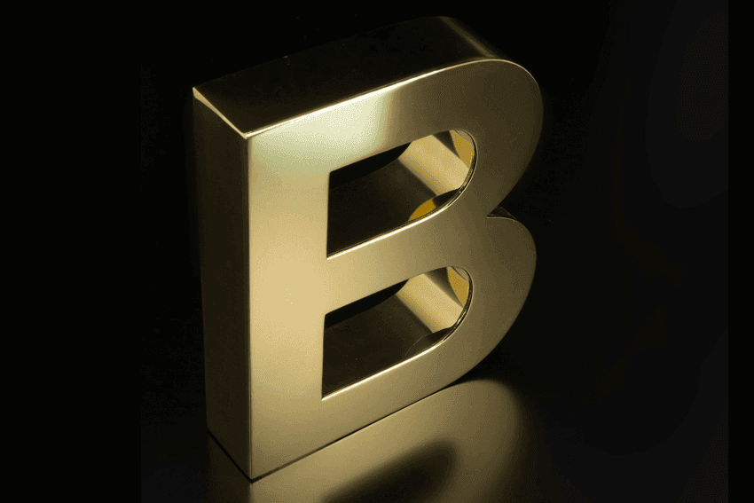 lettre relief gold laiton miroir en titanium