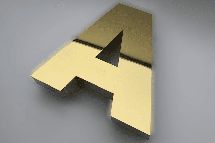 lettre relief gold laiton miroir en titanium