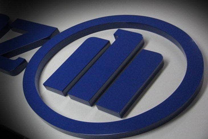 enseigne aluminium laqué - logo