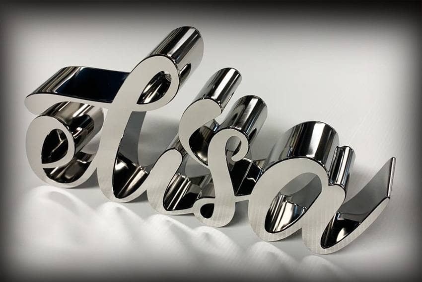 enseigne professionnelle en inox miroir