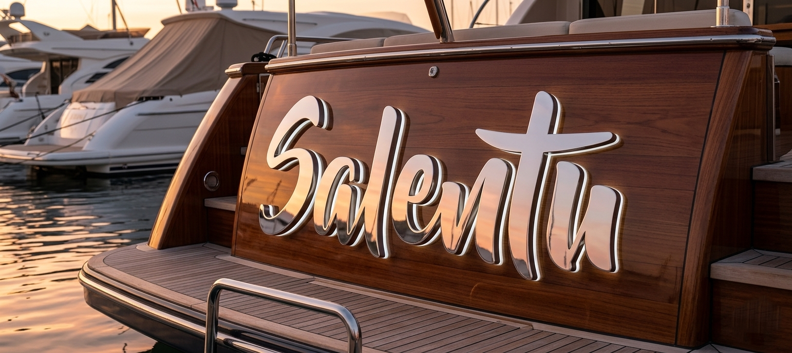 Lettrage de bateau Salentu en inox 316