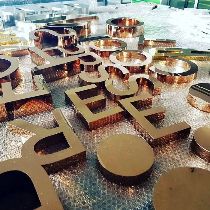 enseigne publicitaire inox 302 gold