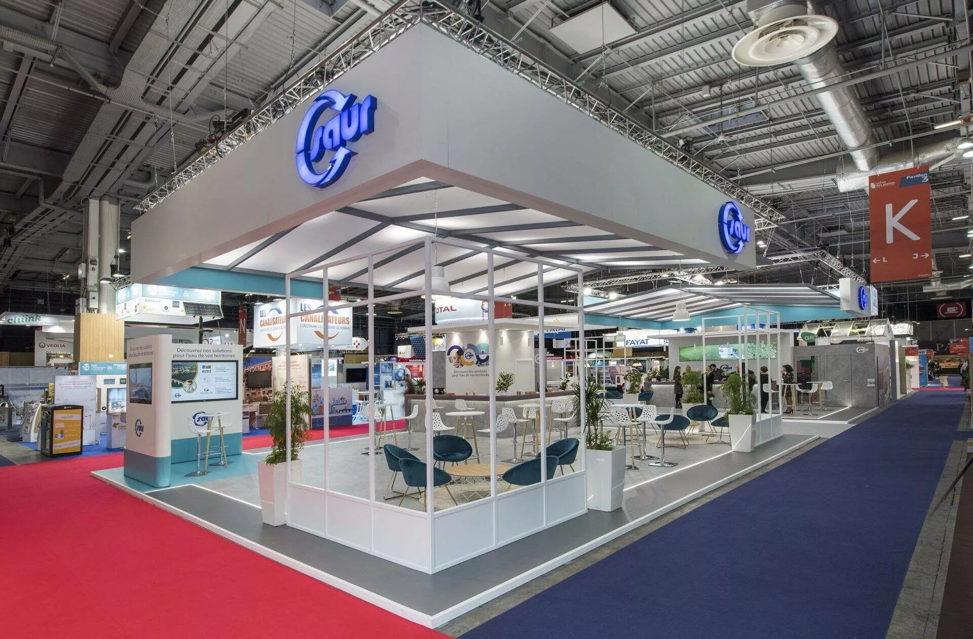 lettres boitier et enseigne pour stand expo - aluminium laqué avec face plexiglass