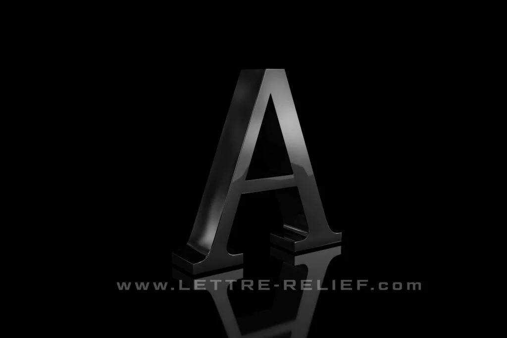 lettre boitier inoxydable titanium noir finition miroir